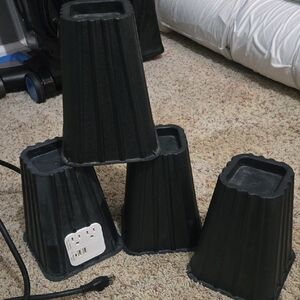 Black Furniture Riser Set with Power Outlet Set of 4